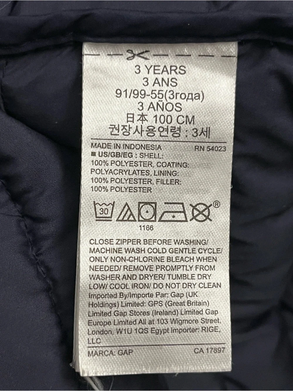 Baby Gap Toddler Girl  Quilted Puffer Jacket Size 3T Navy Blue Rainbow Hearts.
